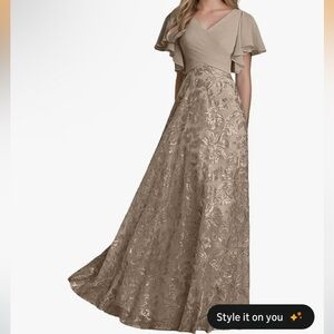 Elegant Tan Floral Maxi Skirt